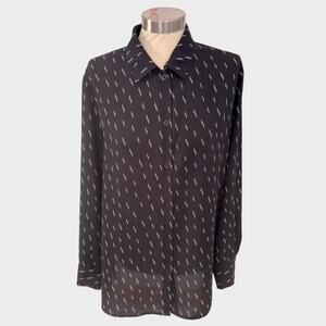 Chelsea & Theodore Womens XL Polyester Black Button Front Shirt